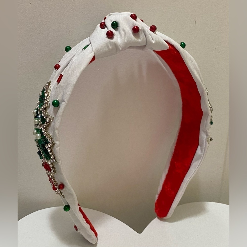 Bash Boutique White Knotted Sequin Christmas Tree Headband NEW